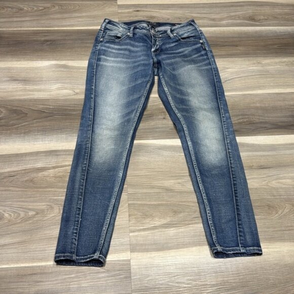 🏁 Silver jeans Blue denim Boyfriend Jeans size 27 - Picture 1 of 9